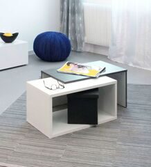 Модульный стол для гостиной BOX белый с серым