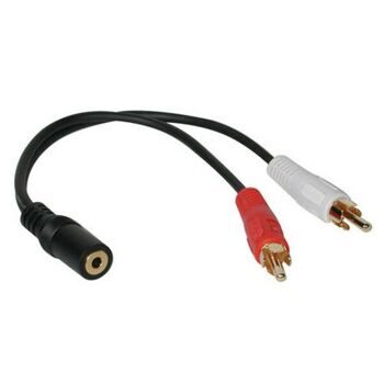 Кабель аудио Stereo 3.5 мм Female (3pin) - 2 x RCA Male тюльпан, 20 см